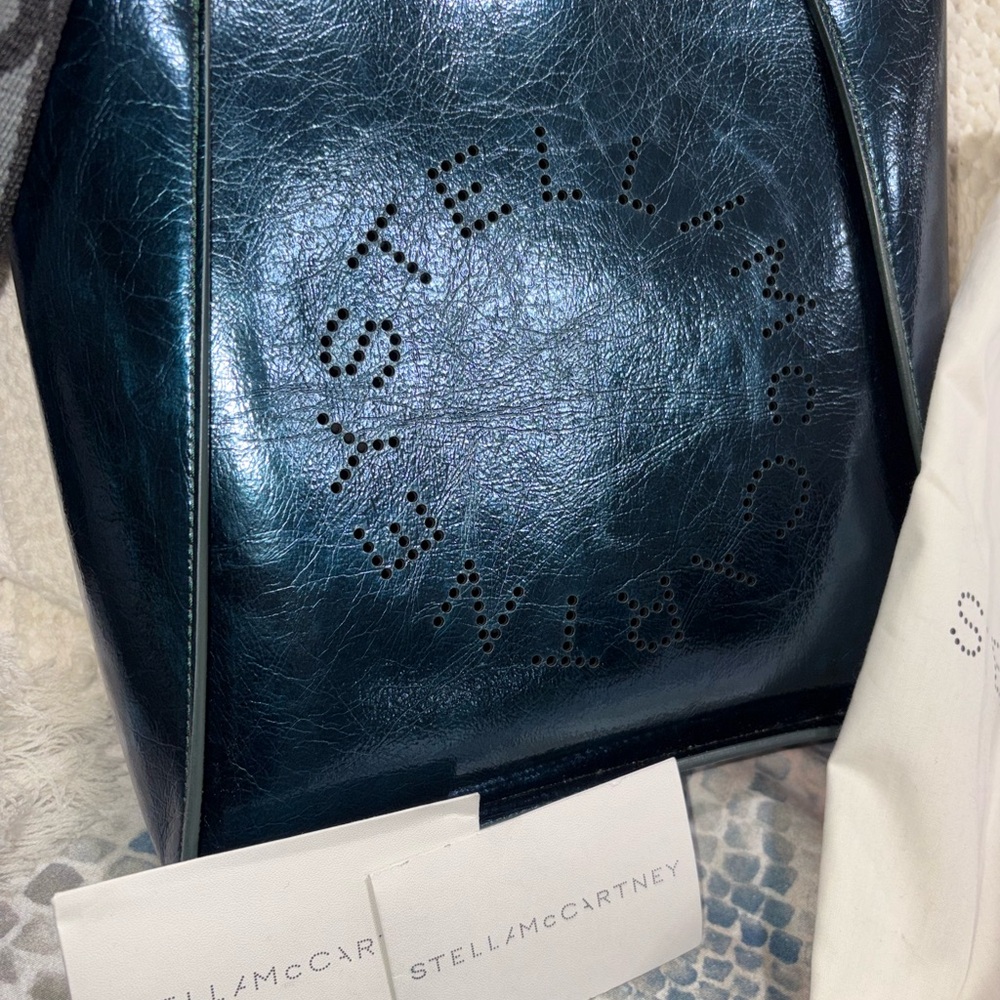 Stella McCartney teal metallic faux leather crossbody Bag - Picture 4 of 7
